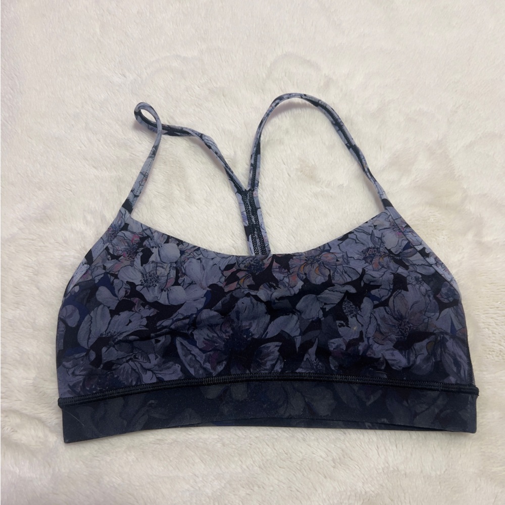 Black flower sports bra